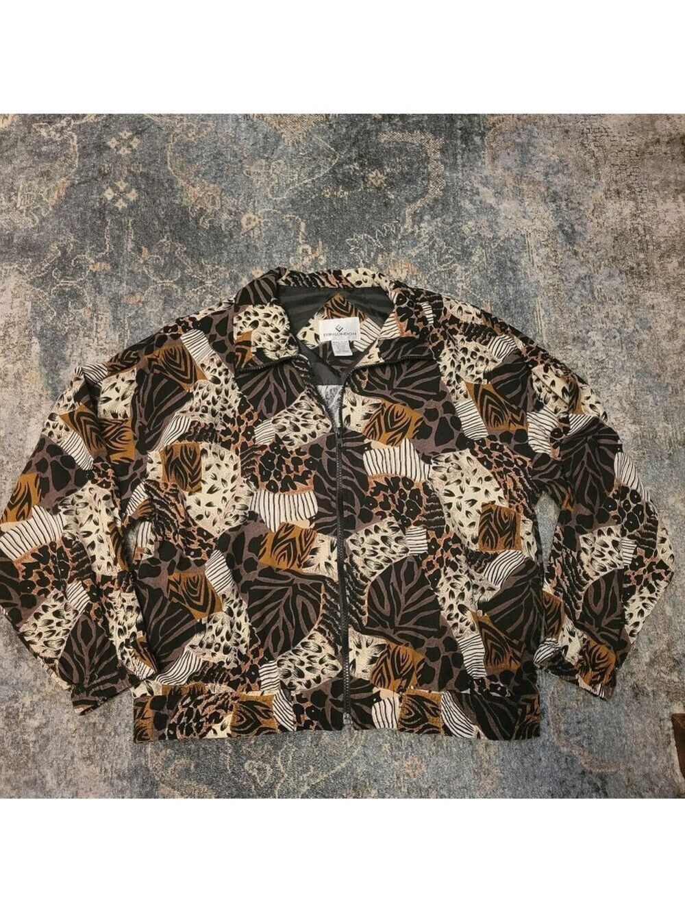 Vintage Erin London 90s Animal Print Zip Jacket LP